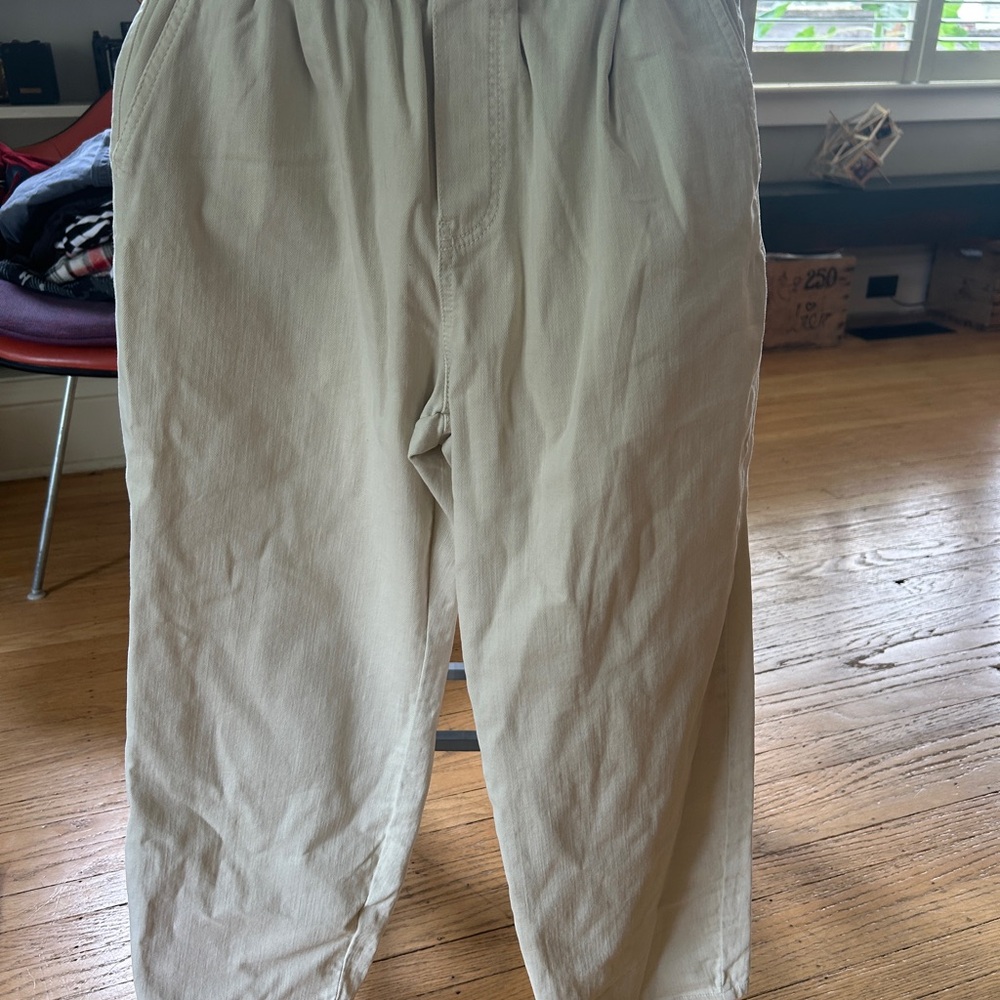 Zara Wide Leg Cream/Tan Elastic Waist Girls Pants 11-12 Years, 152 CM - NWT